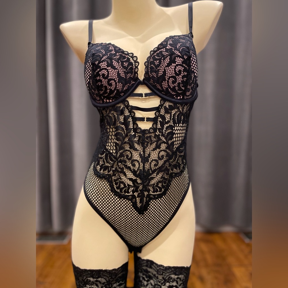 Black fishnet bodysuit